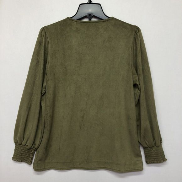 JOH Women Long Sleeve Blouse Top Shirt Size Small Olive Green B227 -8 - Picture 13 of 16